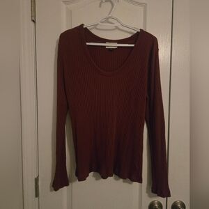 Universal Thread Women's Ribbed Long Sleeve Top - Rust Sz Xl